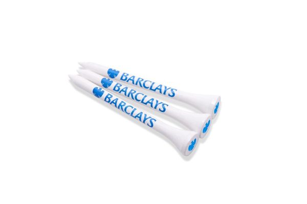 70MM WHITE BAMBOO GOLF TEES PRINTED 2 COLOURS IN THE CUP AND 1 COLOUR ON THE SHANK
