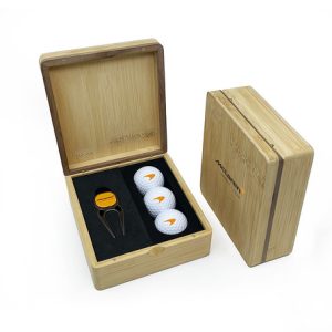 MINI HINGED MAGNETIC BAMBOO QUATRO GOLF PRESENTATION BOX