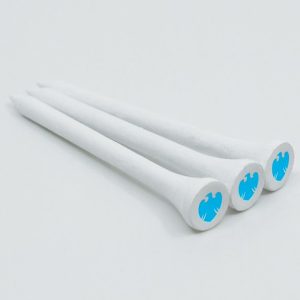 70MM WHITE BAMBOO GOLF TEES PRINTED 3 COLOURS IN THE CUP
