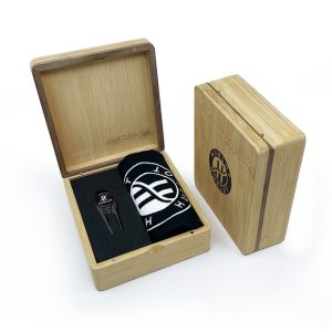 MINI HINGED MAGNETIC BAMBOO TOWEL AND GEO GOLF PRESENTATION BOX