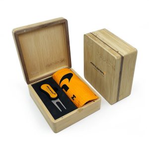 MINI HINGED MAGNETIC BAMBOO TOWEL AND FLIX DS GOLF PRESENTATION BOX