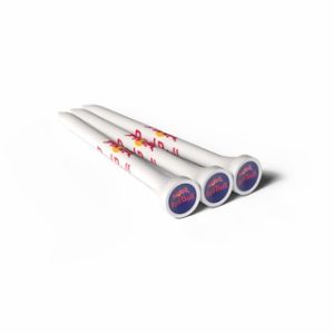 70MM WHITE BAMBOO GOLF TEES PRINTED 3 COLOURS IN THE CUP AND 2 COLOURS ON THE SHANK