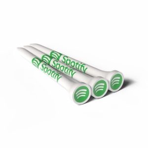 70MM WHITE BAMBOO GOLF TEES PRINTED 1 COLOUR IN THE CUP AND 1 COLOUR ON THE SHANK