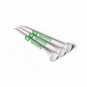 70MM WHITE BAMBOO GOLF TEES PRINTED 1 COLOUR ON THE SHANK